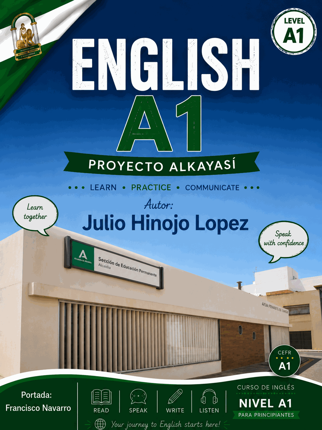 Portada del curso completo de inglés A1 — diseño de Francisco Navarro