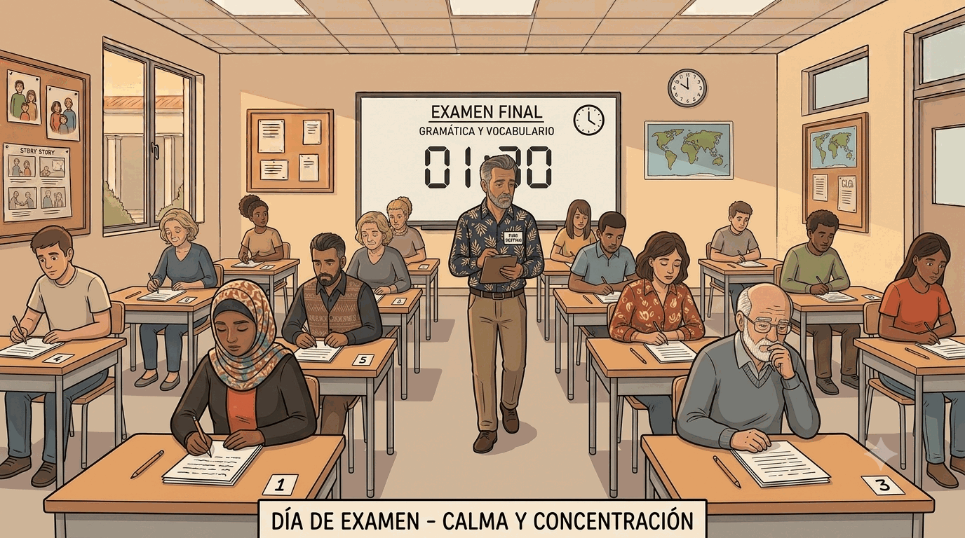 El aula reorganizada como sala de examen